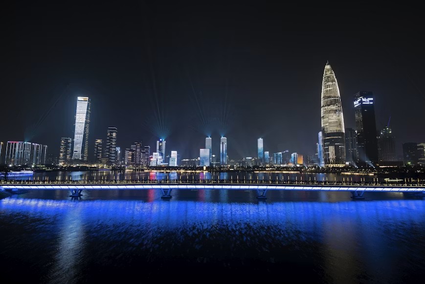 Night skyline in Shenzhen, China.